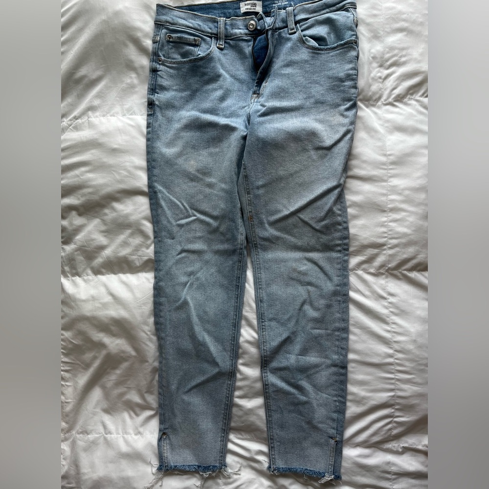 Kensie Blue Skinny Jeans Modern Distressed Style